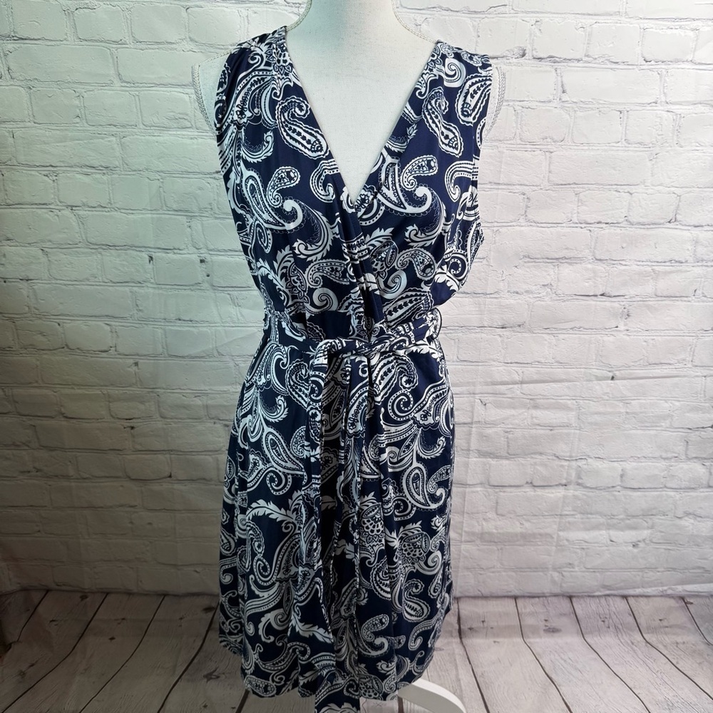 INC International Concepts Blue Paisley Summer Dress Large